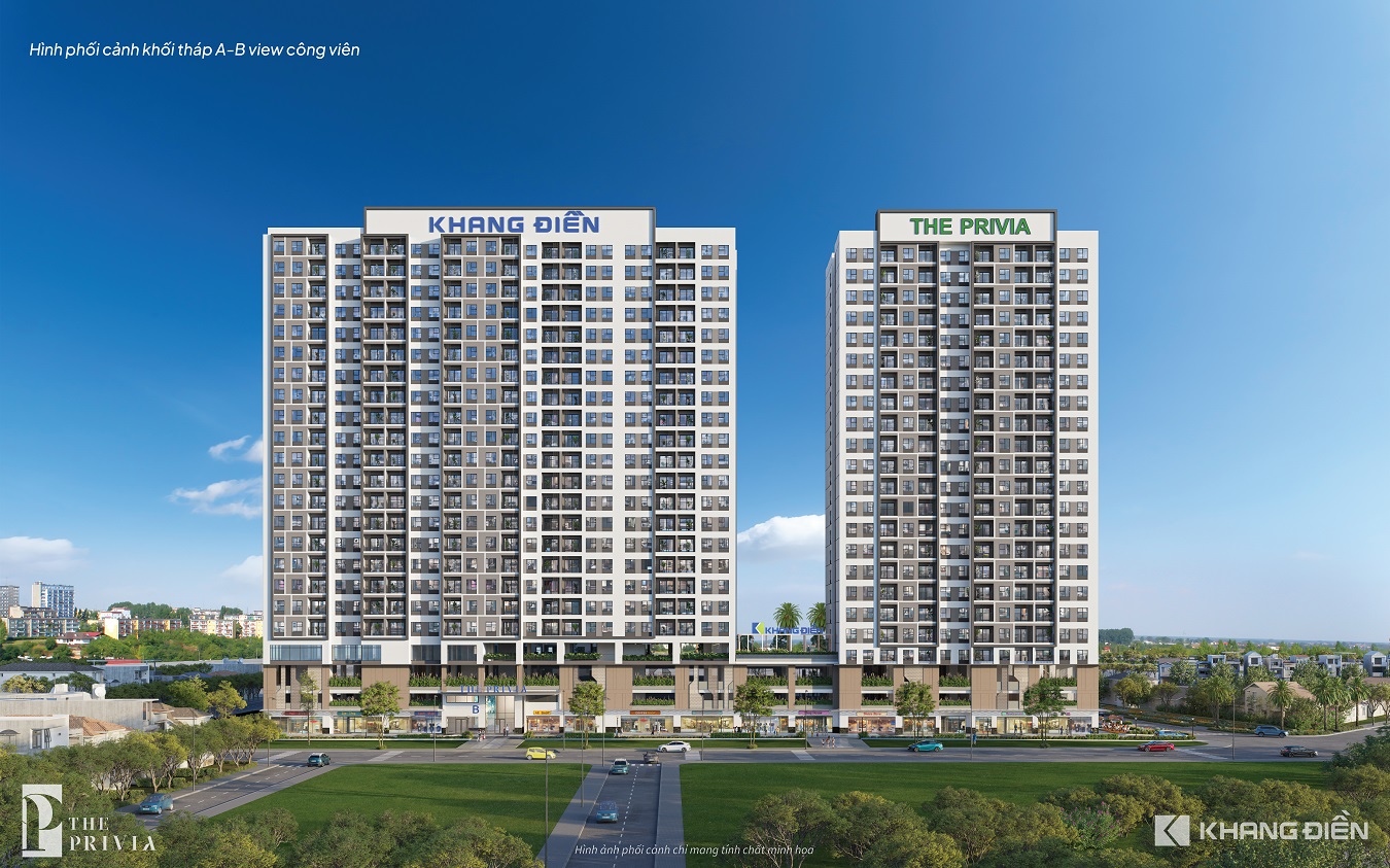 3. The Privia_Hình phối cảnh khối tháp A-B view công viên