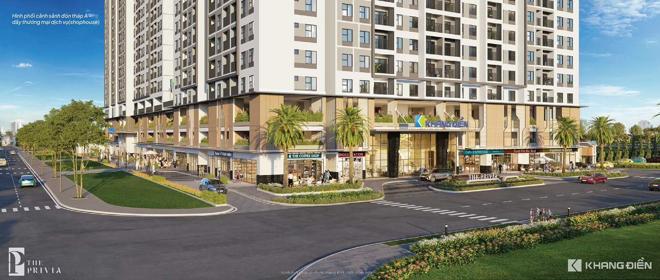 4.The Privia_Hình phối cảnh sảnh đón tháp A – dãy thương mại dịch vụ(shophouse)