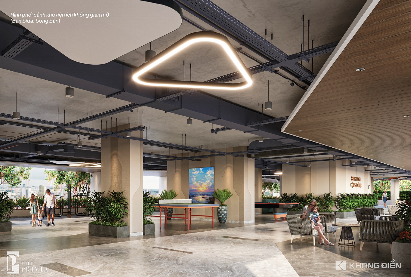 7. The Privia_Hình phối cảnh khu tiện ích không gian mở (Bàn bida, bóng bàn)